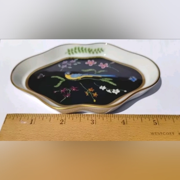 Lynn Chase JAGUAR JUNGLE Trinket Dish Bird Black Gold Catchall Exotic Chic - Picture 7 of 9